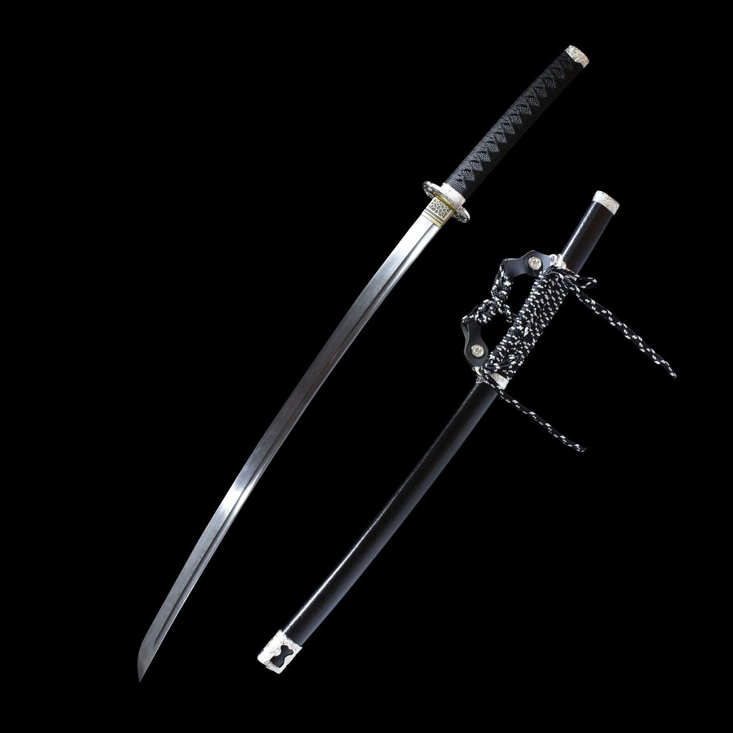 Ice Soul Tachi, real handmade katana, earth-covered and burnt blade, patterned steel - Steel myth