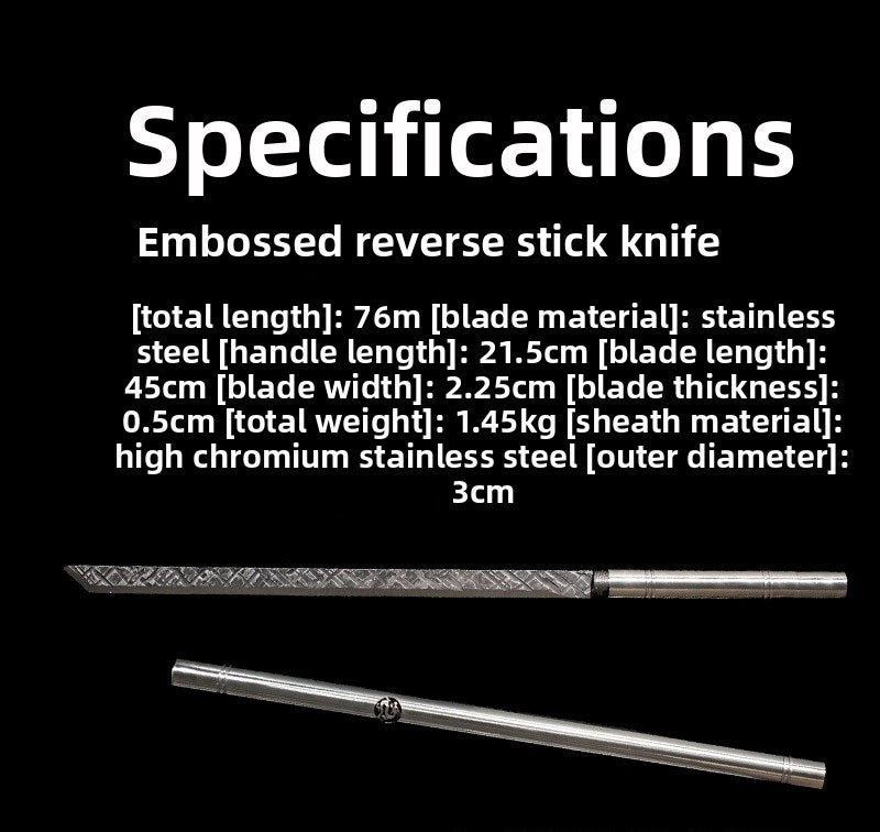 Tang-Style Longquan Integrated Forged Sword, Reverse Grip Stick Knife, Collectible Weapon Ornament,