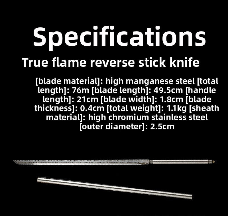 Tang-Style Longquan Integrated Forged Sword, Reverse Grip Stick Knife, Collectible Weapon Ornament,