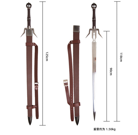 The Witcher 3: Wild Hunt - Ciri's Silver Sword (Daughter of Geralt the White Wolf) - Full - Metal 1:1 Scale COSplay Weapon Prop