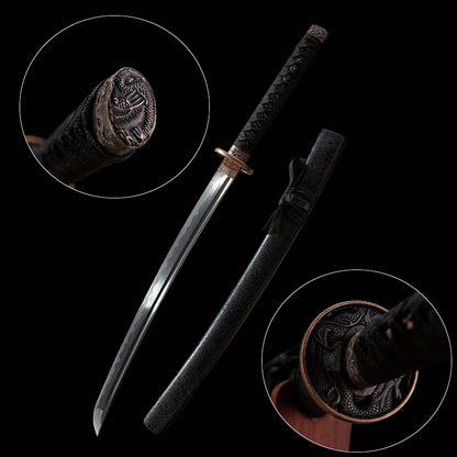 Wakizashi, 1045 steel, one-piece blade, handmade Japanese sword - Steel myth