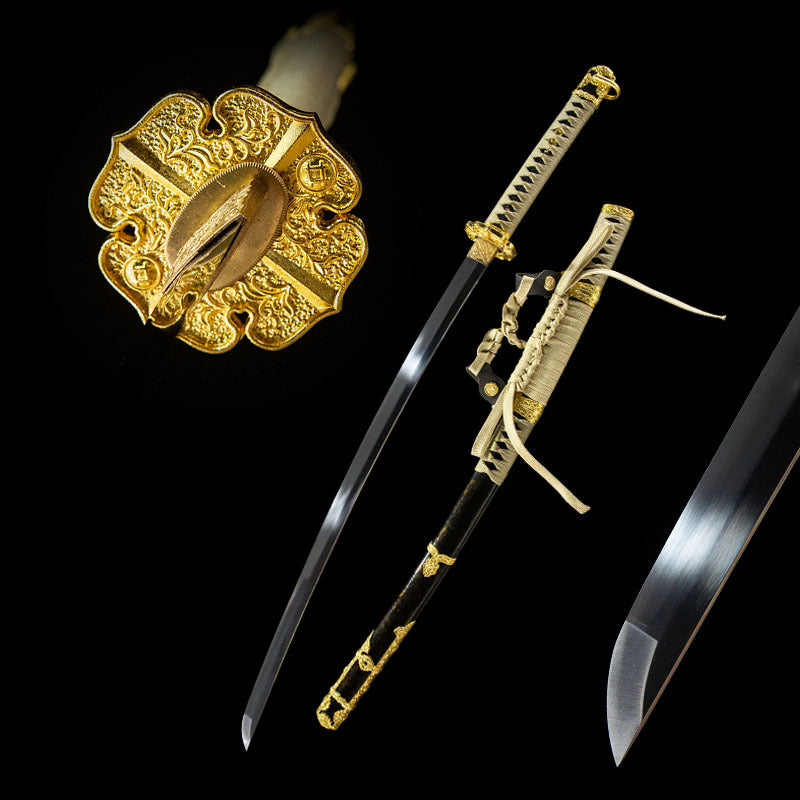 Golden Sword, earth-covered blade, handmade katana, high-performance spring steel - Steel myth