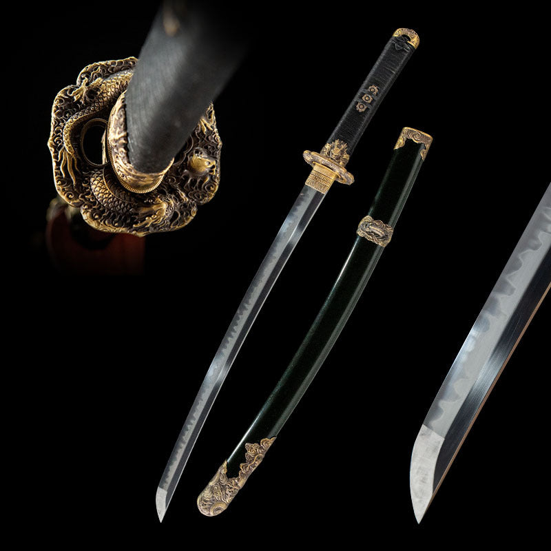 Nodachi, earth-covered blade, T10 steel, round forging, solid wood scabbard, brass decoration, integrated keel handle - Steel myth