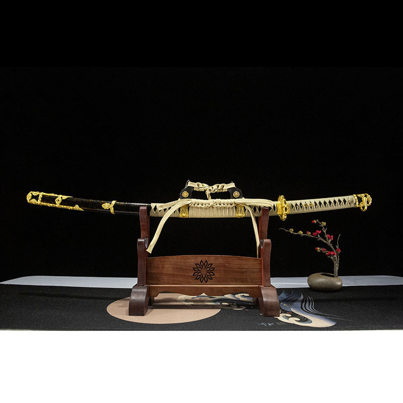 Golden Sword, earth-covered blade, handmade katana, high-performance spring steel - Steel myth