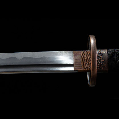 Wakizashi, 1045 steel, one-piece blade, handmade Japanese sword - Steel myth