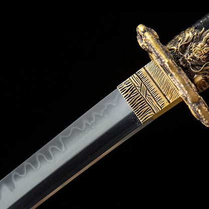 Nodachi, earth-covered blade, T10 steel, round forging, solid wood scabbard, brass decoration, integrated keel handle - Steel myth