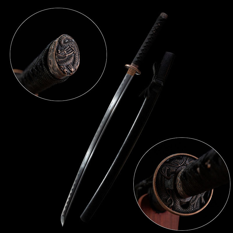 Wakizashi, 1045 steel, one-piece blade, handmade Japanese sword - Steel myth