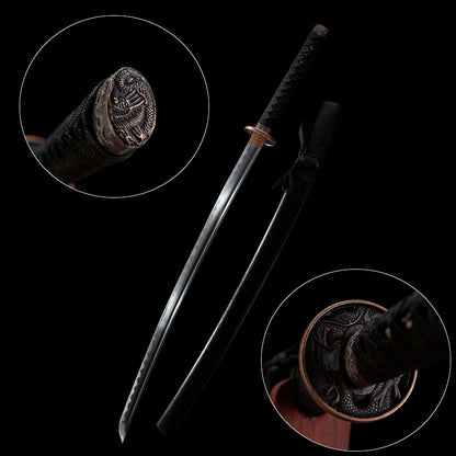 Wakizashi, 1045 steel, one-piece blade, handmade Japanese sword - Steel myth