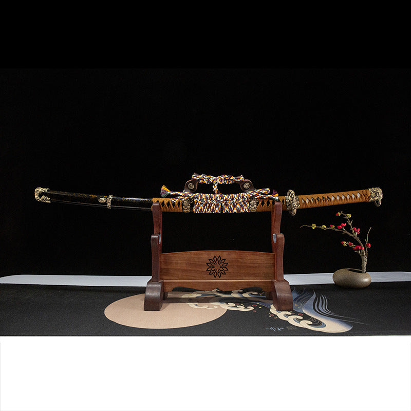 Long Yin Tachi, earth-covered blade + Japanese-style grinding, real handmade samurai sword, self-refined patterned steel - Steel myth