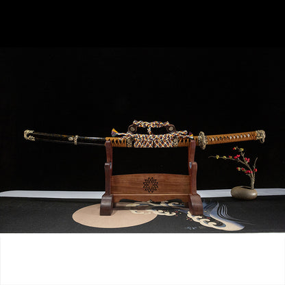 Long Yin Tachi, earth-covered blade + Japanese-style grinding, real handmade samurai sword, self-refined patterned steel - Steel myth