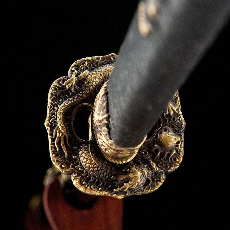 Nodachi, earth-covered blade, T10 steel, round forging, solid wood scabbard, brass decoration, integrated keel handle