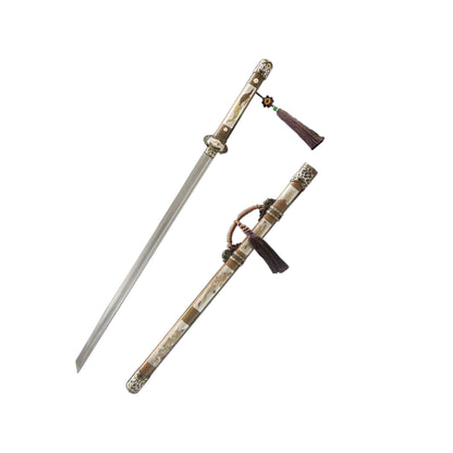 Dragon and Phoenix Tang Dynasty Sword, patternsteel, hand-forged - Steel myth