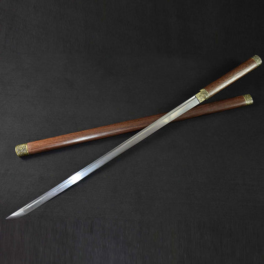 Chinese Tang sword, Rosewood, medium carbon steel, hand forged