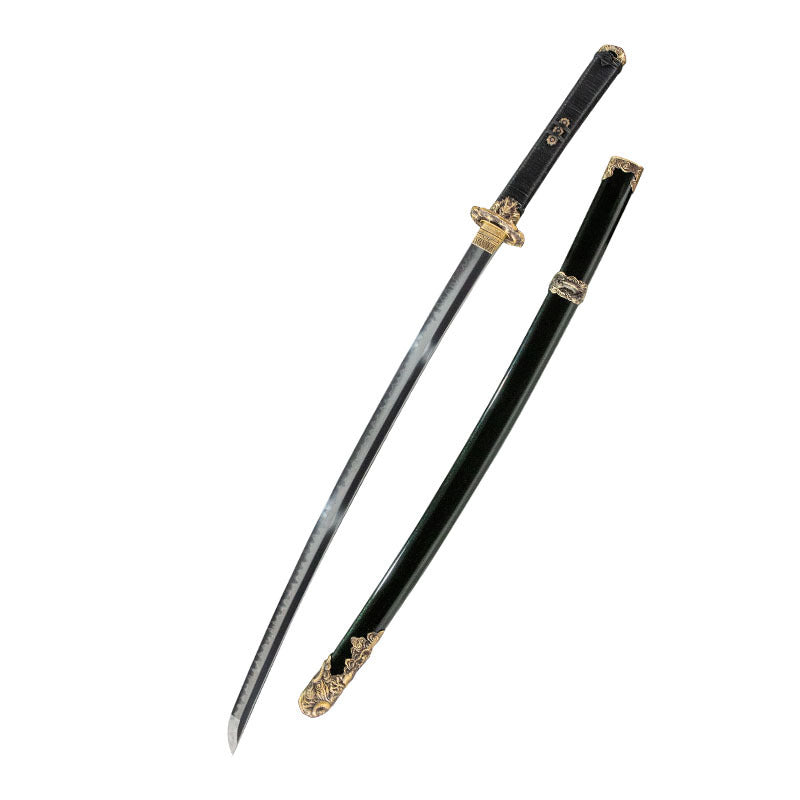 Nodachi, earth-covered blade, T10 steel, round forging, solid wood scabbard, brass decoration, integrated keel handle - Steel myth
