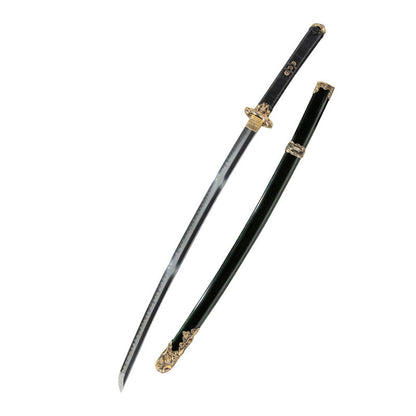 Nodachi, earth-covered blade, T10 steel, round forging, solid wood scabbard, brass decoration, integrated keel handle - Steel myth
