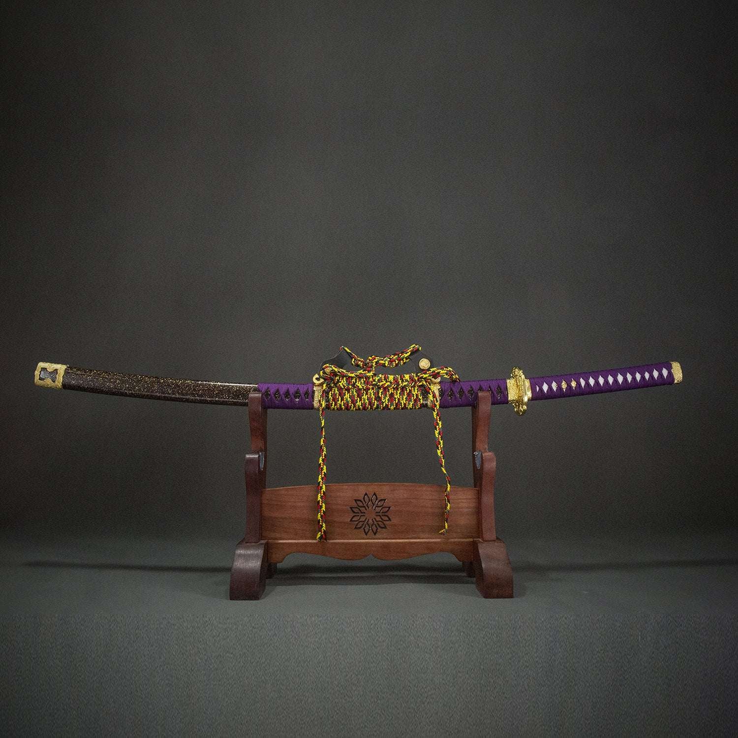 Shikawa Tachi, earth-covered blade, oxidized purple, real handmade samurai sword, T10 steel
