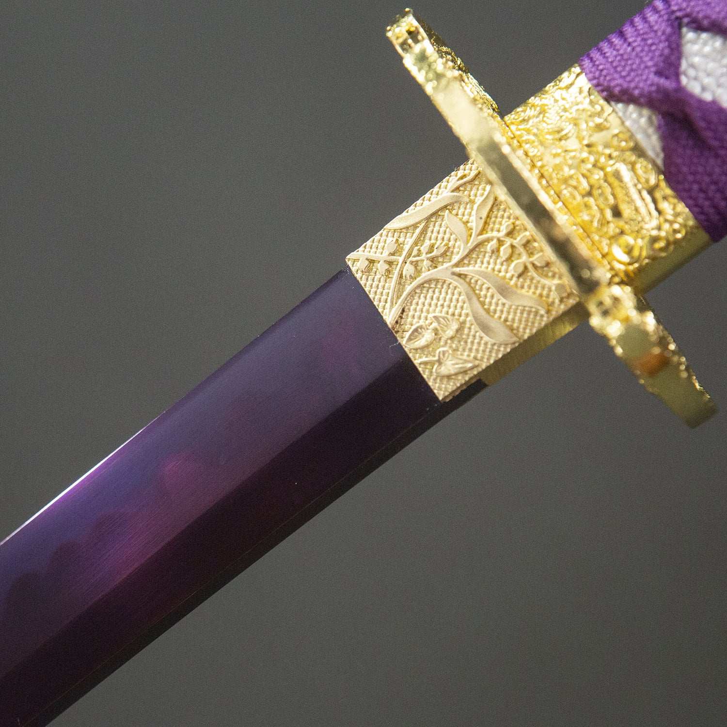 Shikawa Tachi, earth-covered blade, oxidized purple, real handmade samurai sword, T10 steel