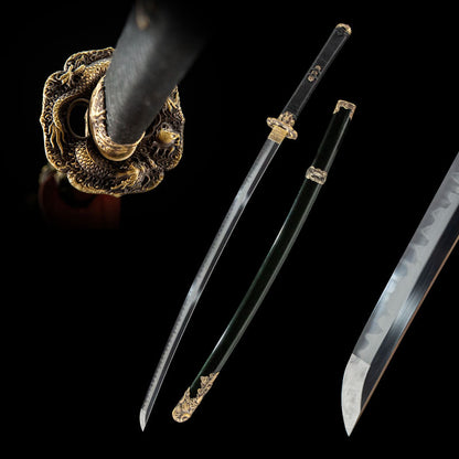 Nodachi, earth-covered blade, T10 steel, round forging, solid wood scabbard, brass decoration, integrated keel handle - Steel myth