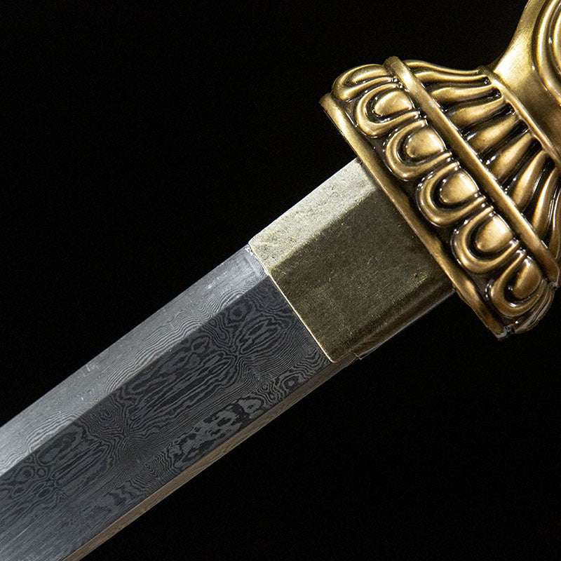 Wangshu Tang horizontal sword,, pattern steel, hand-forged