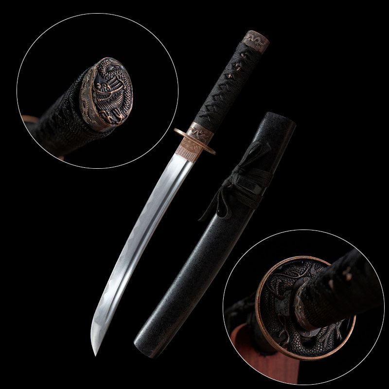 Wakizashi, 1045 steel, one-piece blade, handmade Japanese sword - Steel myth