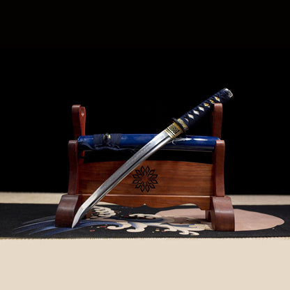 Second generation bitter bamboo,Wakizashi, T10 steel, covered with earth burning blade, pure handmade Japanese knife - Steel myth