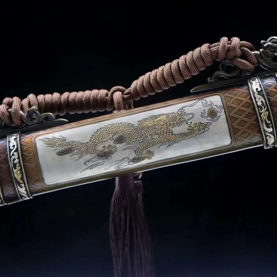 Dragon and Phoenix Tang Dynasty Sword, patternsteel, hand-forged