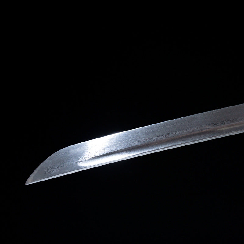 Ice Soul Tachi, real handmade katana, earth-covered and burnt blade, patterned steel - Steel myth