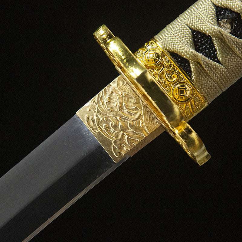 Golden Sword, earth-covered blade, handmade katana, high-performance spring steel