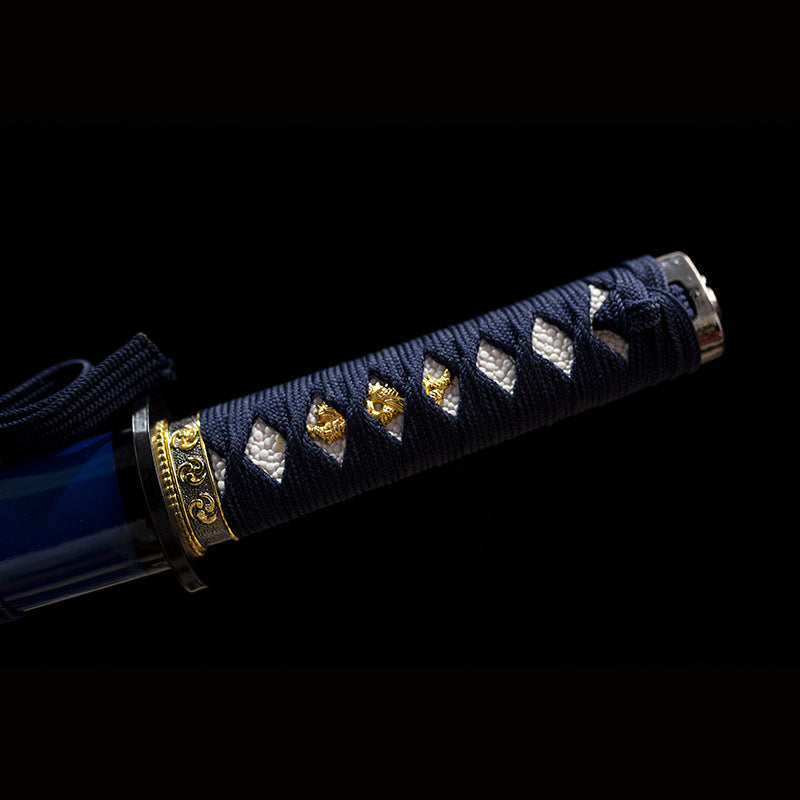 Second generation bitter bamboo,Wakizashi, T10 steel, covered with earth burning blade, pure handmade Japanese knife - Steel myth