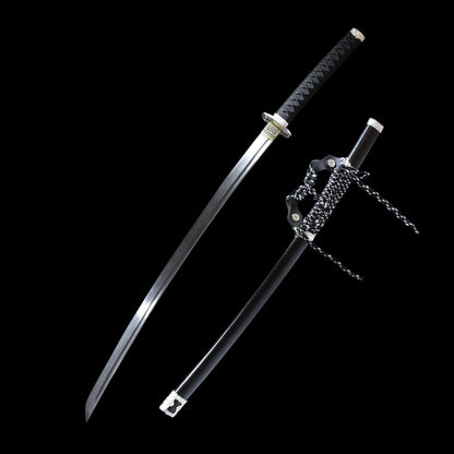 Ice Soul Tachi, real handmade katana, earth-covered and burnt blade, patterned steel - Steel myth